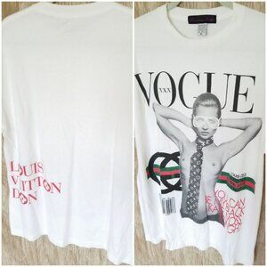 Vintage KATE MOSS x Kanye West Vogue Premium Label Made in USA Men's XL White SS